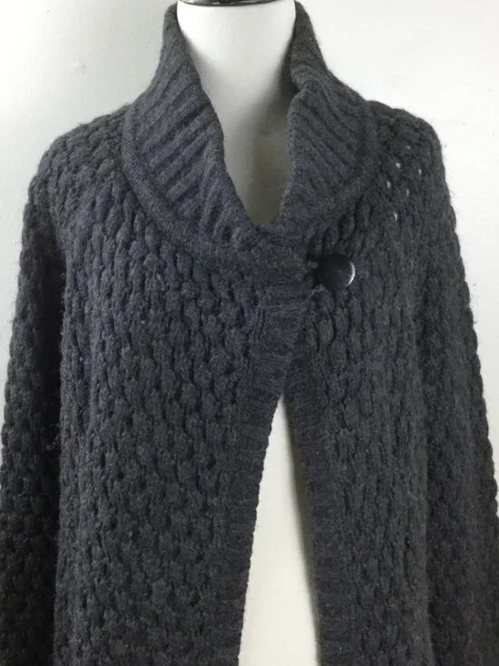 Vince Charcoal Grey One Button Long Cardigan m - Picture 2 of 7